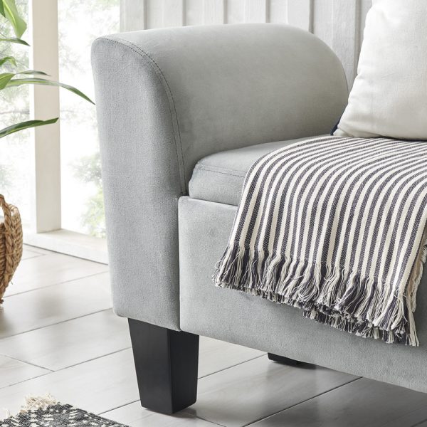 Mila 55"W Gray Velvet Ottoman Bench with Storage - Image 3