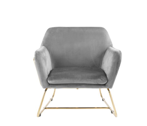 Keira 29.5"W Gray Velvet Accent Chair with Metal Base - Image 4