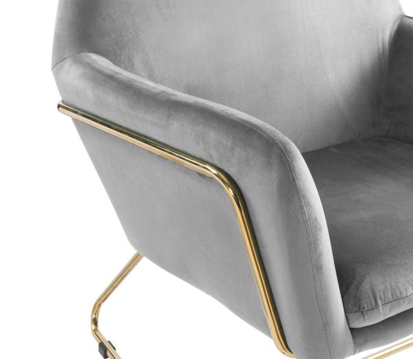 Keira 29.5"W Gray Velvet Accent Chair with Metal Base - Image 2