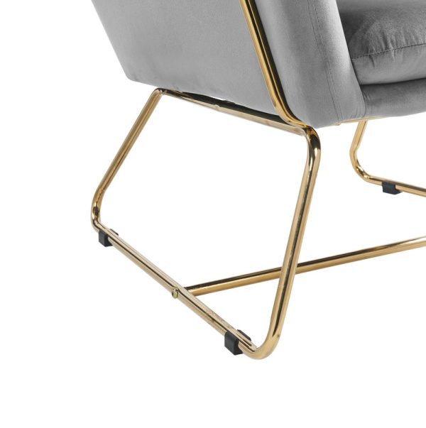 Keira 29.5"W Gray Velvet Accent Chair with Metal Base - Image 6