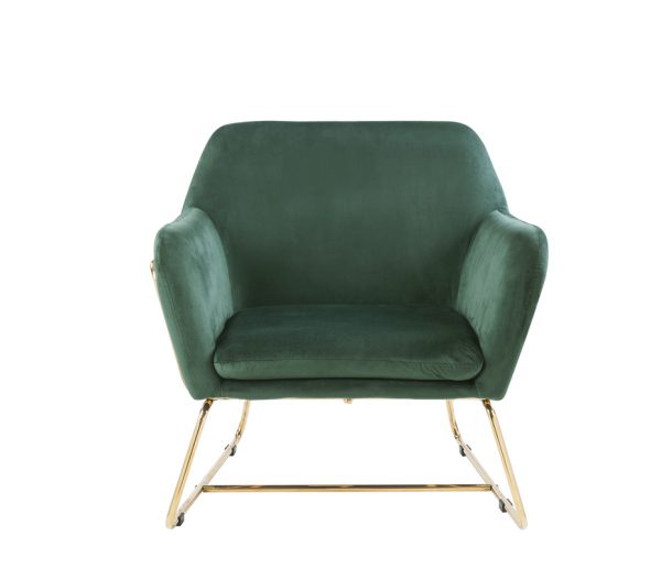Keira 29.5"W Green Velvet Accent Chair with Metal Base - Image 4