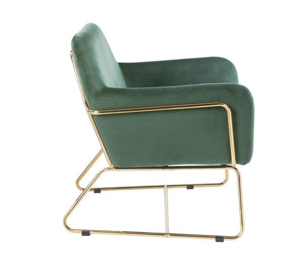 Keira 29.5"W Green Velvet Accent Chair with Metal Base - Image 3
