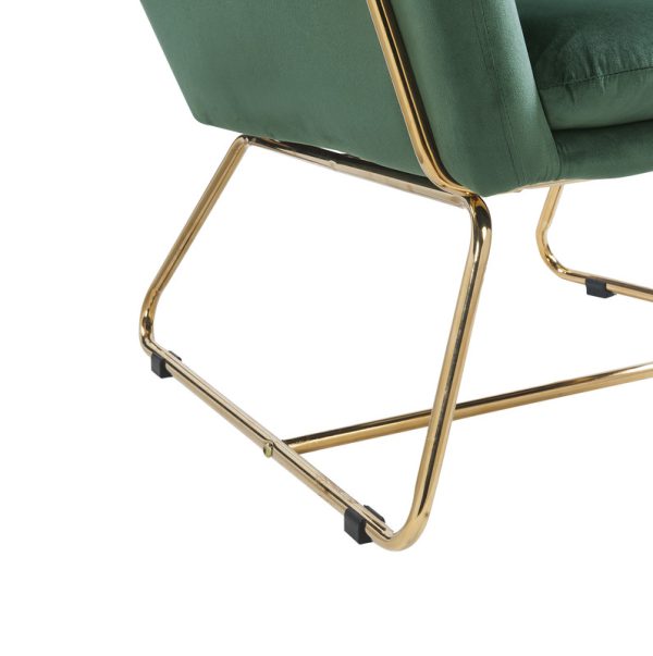 Keira 29.5"W Green Velvet Accent Chair with Metal Base - Image 2