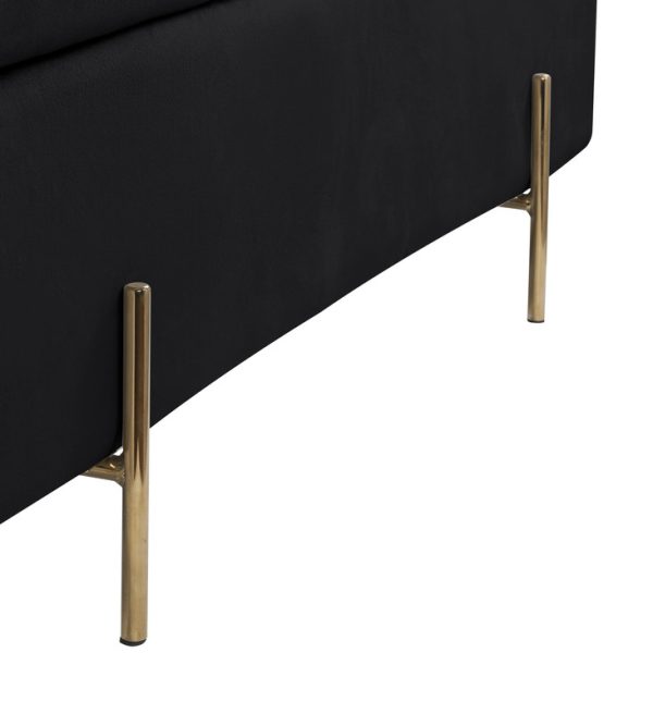 Emma 45"W Black Velvet Storage Bench with Metal Legs - Image 2