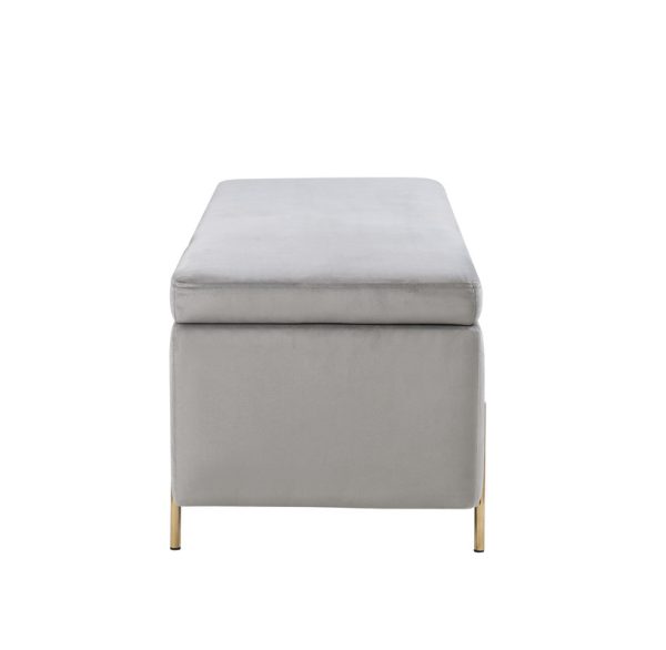 Emma 45"W Gray Velvet Storage Bench with Metal Legs - Image 7