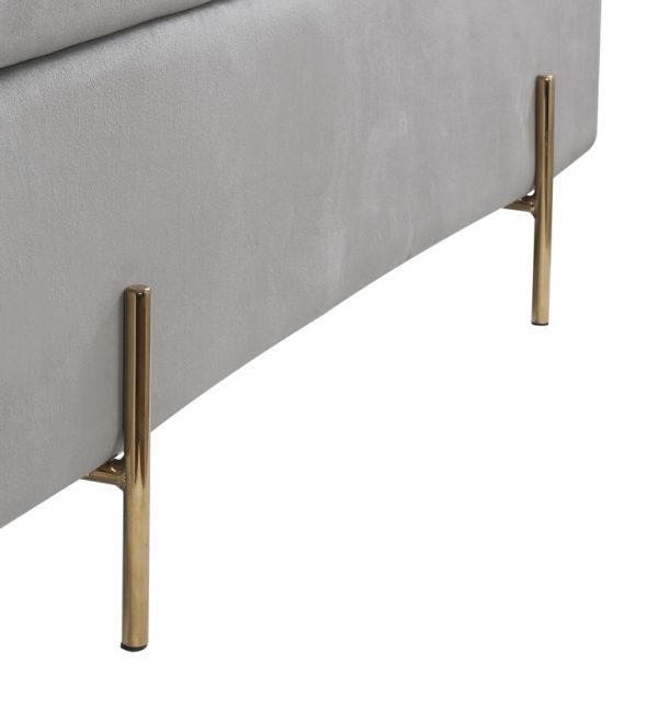 Emma 45"W Gray Velvet Storage Bench with Metal Legs - Image 5