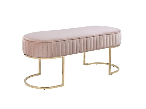 Set of 2 Julianne Pink Velvet 41"W Bench with Metal Base - Image 4