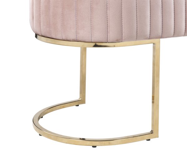 Set of 2 Julianne Pink Velvet 41"W Bench with Metal Base - Image 6