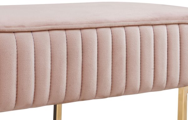 Set of 2 Julianne Pink Velvet 41"W Bench with Metal Base - Image 5