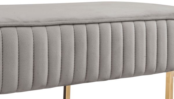 Set of 2 Julianne Gray Velvet 41"W Bench with Metal Base - Image 5
