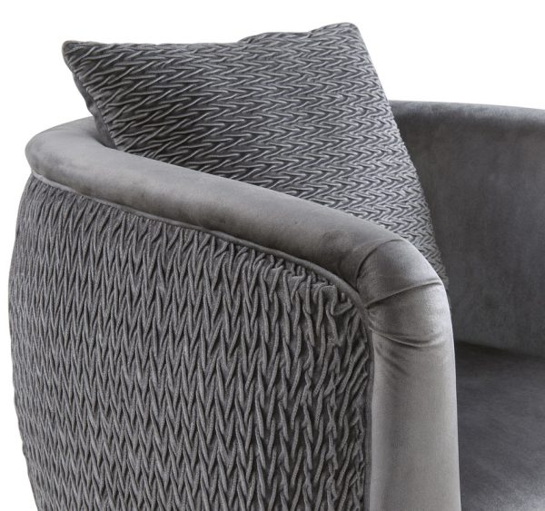 Natalie 30"W Gray Velvet Barrel Accent Chair with Metal Legs - Image 6