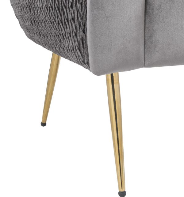 Natalie 30"W Gray Velvet Barrel Accent Chair with Metal Legs - Image 5