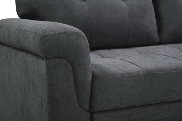 Connor 84"W Dark Gray Fabric Reversible Sectional Sleeper Sofa Chaise with Storage - Image 10