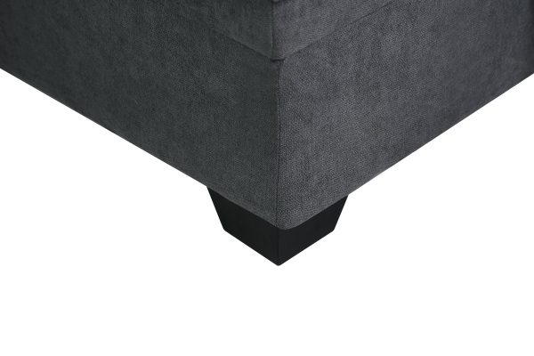 Connor 84"W Dark Gray Fabric Reversible Sectional Sleeper Sofa Chaise with Storage - Image 9