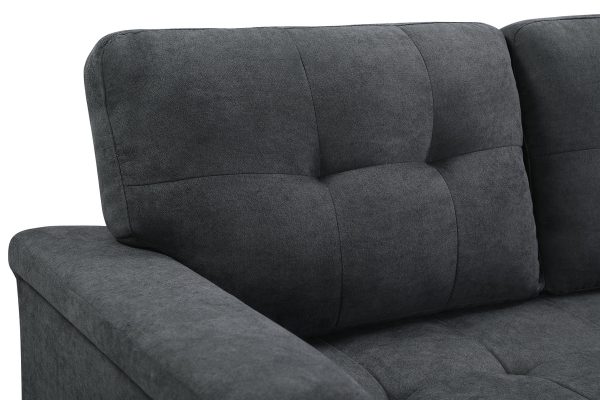 Connor 84"W Dark Gray Fabric Reversible Sectional Sleeper Sofa Chaise with Storage - Image 7