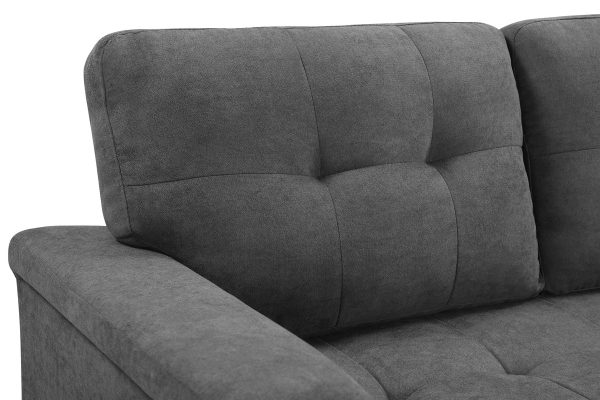 Connor 84"W Gray Fabric Reversible Sectional Sleeper Sofa Chaise with Storage - Image 9