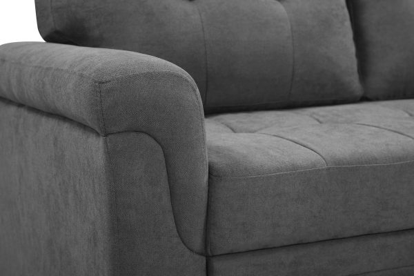 Connor 84"W Gray Fabric Reversible Sectional Sleeper Sofa Chaise with Storage - Image 8