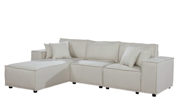 Harvey 104"W Sofa with Reversible Chaise in Beige Linen - Image 3