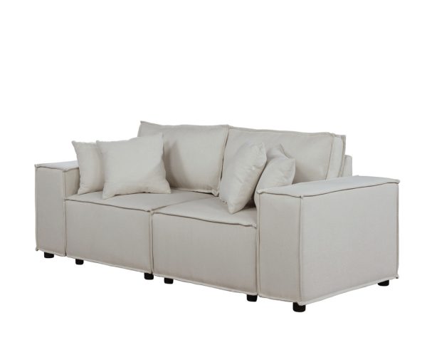 Elson 76"W Loveseat in Beige Linen - Image 2