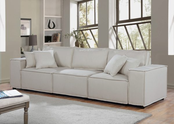 Annabel 104"W Sofa in Beige Linen