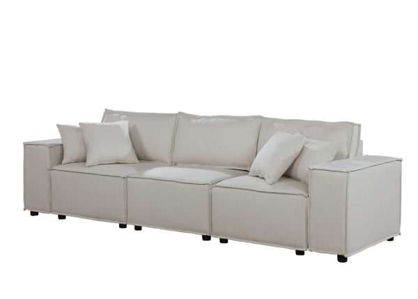 Annabel 104"W Sofa in Beige Linen - Image 2