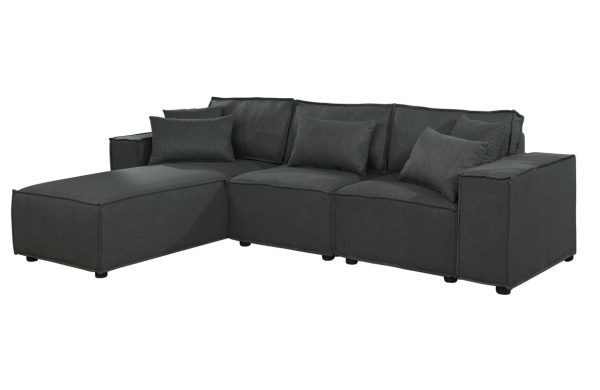 Harvey 104"W Sofa with Reversible Chaise in Dark Gray Linen - Image 2