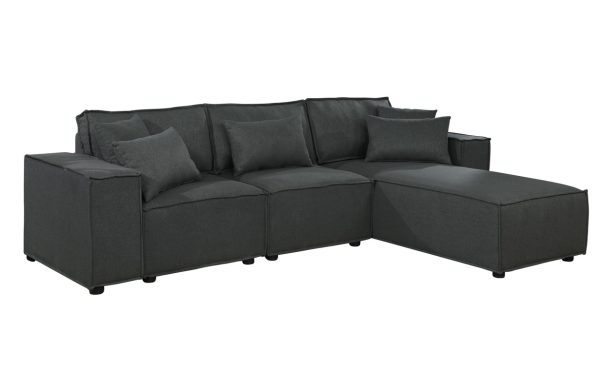 Harvey 104"W Sofa with Reversible Chaise in Dark Gray Linen - Image 4