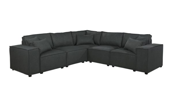 Jenson 99"W Modular Sectional Sofa in Dark Gray Linen - Image 2