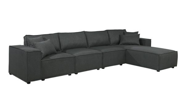 Ermont 132"W Sofa with Reversible Chaise in Dark Gray Linen - Image 2