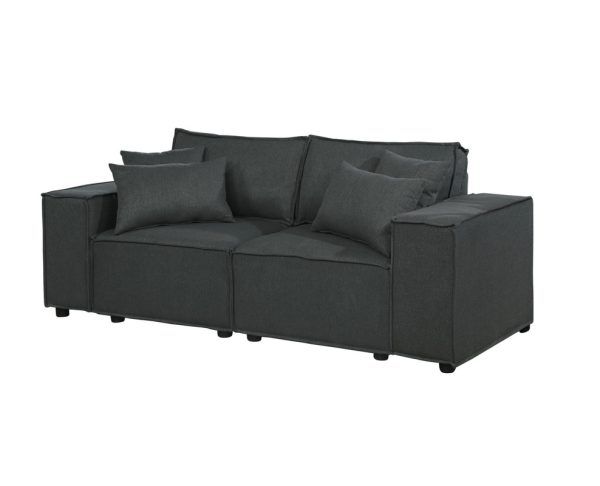 Elson 76"W Loveseat in Dark Gray Linen - Image 2