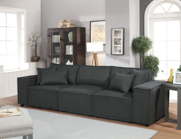 Annabel 104"W Sofa in Dark Gray Linen