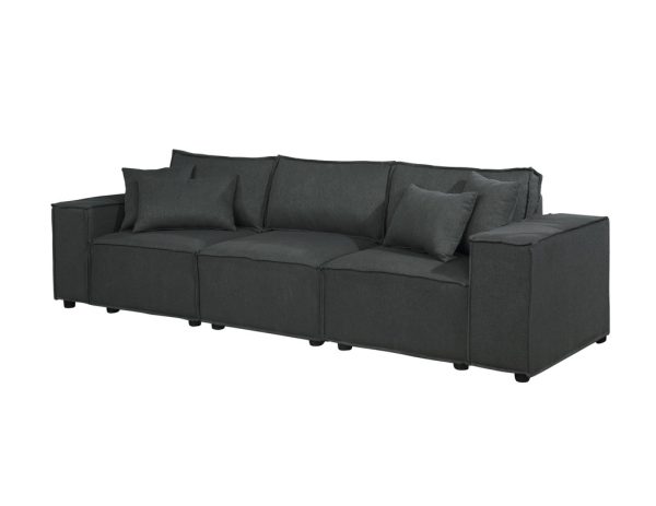 Annabel 104"W Sofa in Dark Gray Linen - Image 2