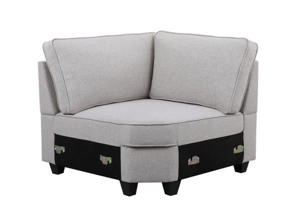 Leo 125"W Light Gray Linen 8Pc Modular L-Shape Sectional Sofa and Ottoman - Image 3