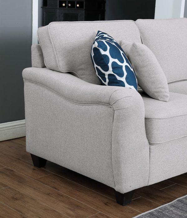 Leo 119"W Light Gray Linen 5 Seater Sofa and Ottoman - Image 9