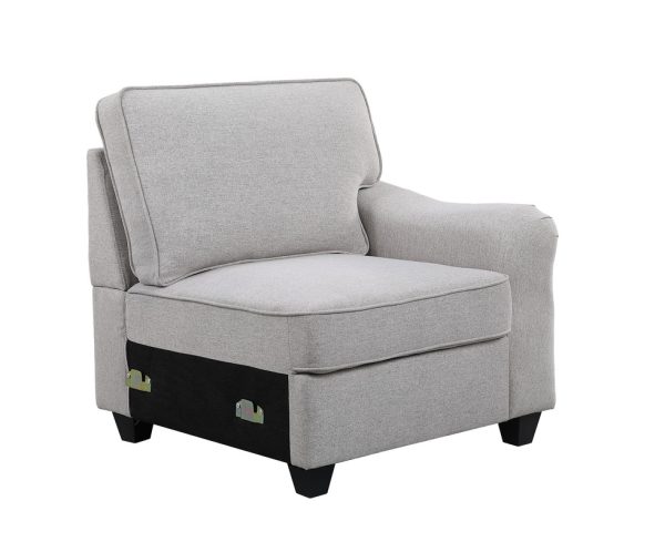 Leo 119"W Light Gray Linen 5 Seater Sofa and Ottoman - Image 5