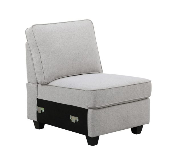 Leo 119"W Light Gray Linen 5 Seater Sofa and Ottoman - Image 4