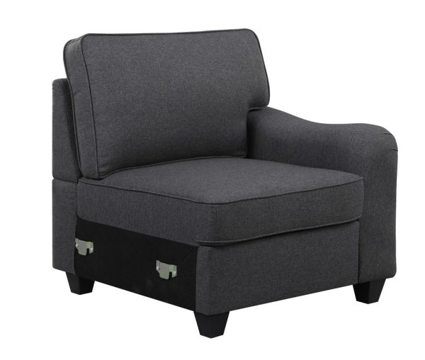 Leo 145"W Dark Gray Linen 6 Seater Sofa and Ottoman - Image 10