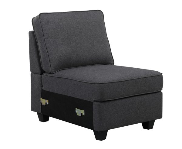 Leo 145"W Dark Gray Linen 6 Seater Sofa and Ottoman - Image 9