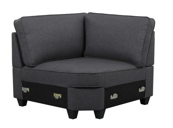 Leo 125"W Dark Gray Linen 7Pc Modular L-Shape Sectional Sofa and Ottoman - Image 9