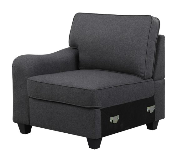 Leo 119"W Dark Gray Linen 5 Seater Sofa and Ottoman - Image 7