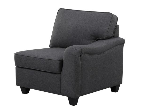 Leo 119"W Dark Gray Linen 5 Seater Sofa and Ottoman - Image 6