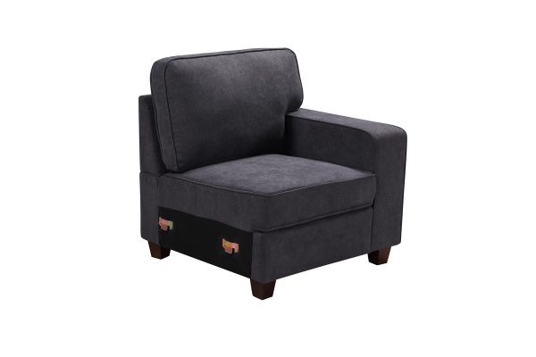 Jocelyn 98"W Dark Gray Woven 6Pc Modular L-Shape Sectional Sofa with Ottoman - Image 7