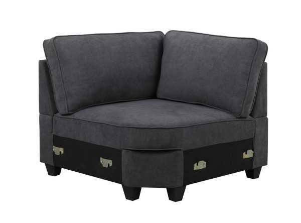 Leo 125"W Dark Gray Woven 7Pc Modular L-Shape Sectional Sofa and Ottoman - Image 2