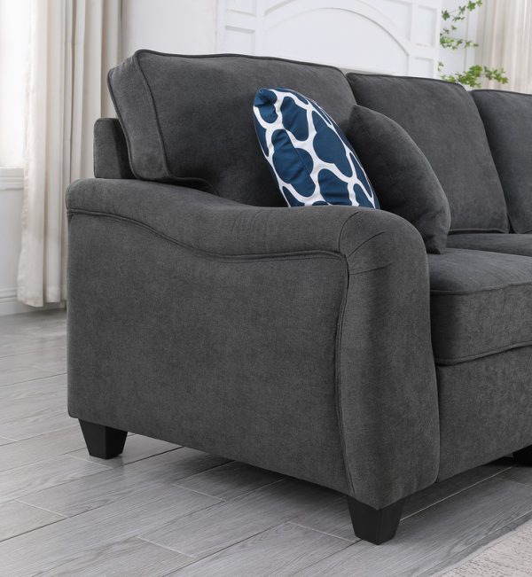 Leo 145"W Dark Gray Woven 6 Seater Sofa and Ottoman - Image 7