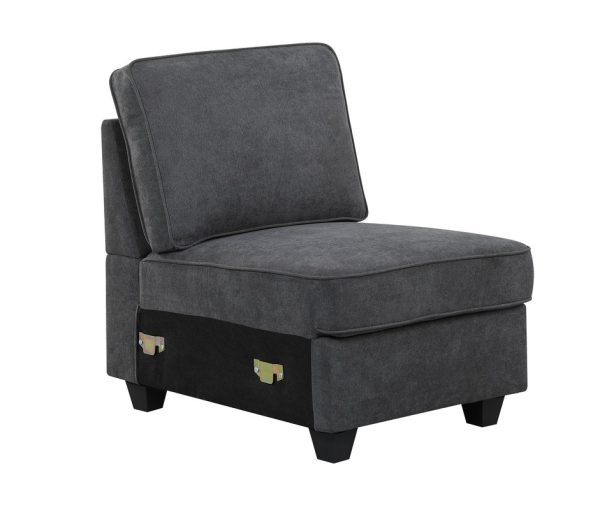 Leo 119"W Dark Gray Woven 5 Seater Sofa and Ottoman - Image 4