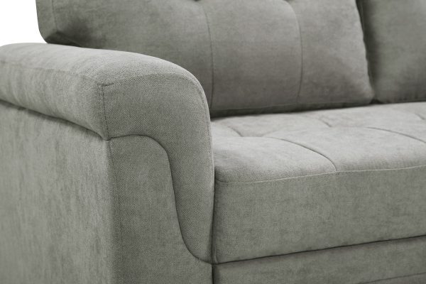 Lucca 84"W Light Gray Fabric Reversible Sectional Sleeper Sofa Chaise with Storage - Image 10