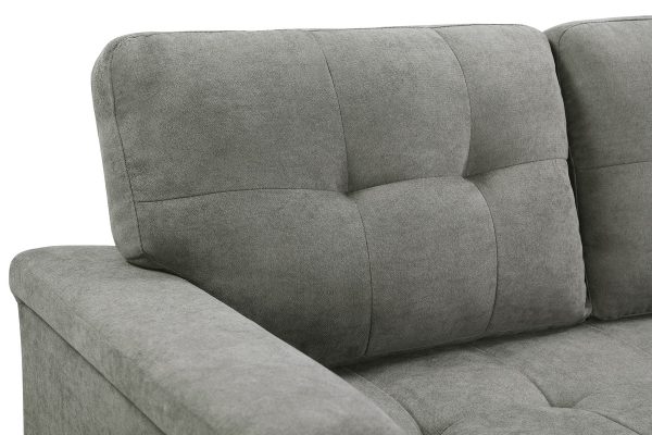 Lucca 84"W Light Gray Fabric Reversible Sectional Sleeper Sofa Chaise with Storage - Image 7