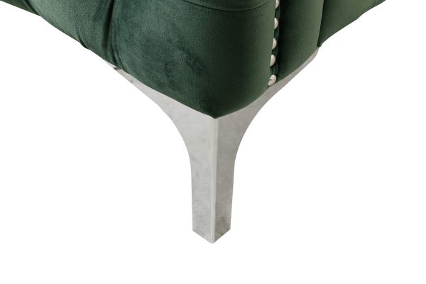 Bayberry 53"W Green Velvet Loveseat with 2 Pillows - Image 2