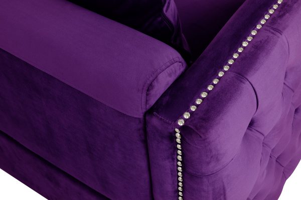 Bayberry 34"W Purple Velvet Chair with 1 Pillow - Image 3