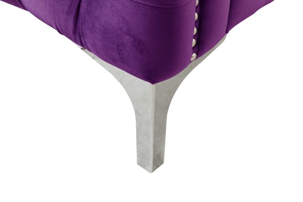 Bayberry 34"W Purple Velvet Chair with 1 Pillow - Image 7
